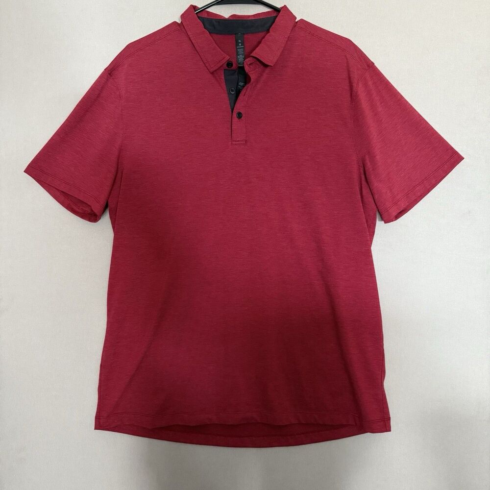 Lululemon Evolution Shirt Tech Polo Extra Large Red Mens Button Active Soft